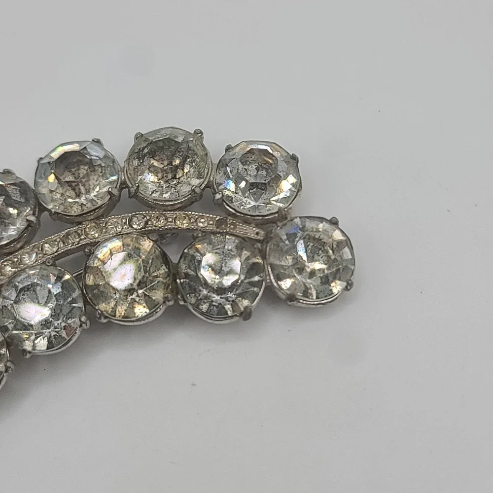 Vintage Rhinestone Brooch Silver Tone Large‎ Heavy - Picture 4 of 13